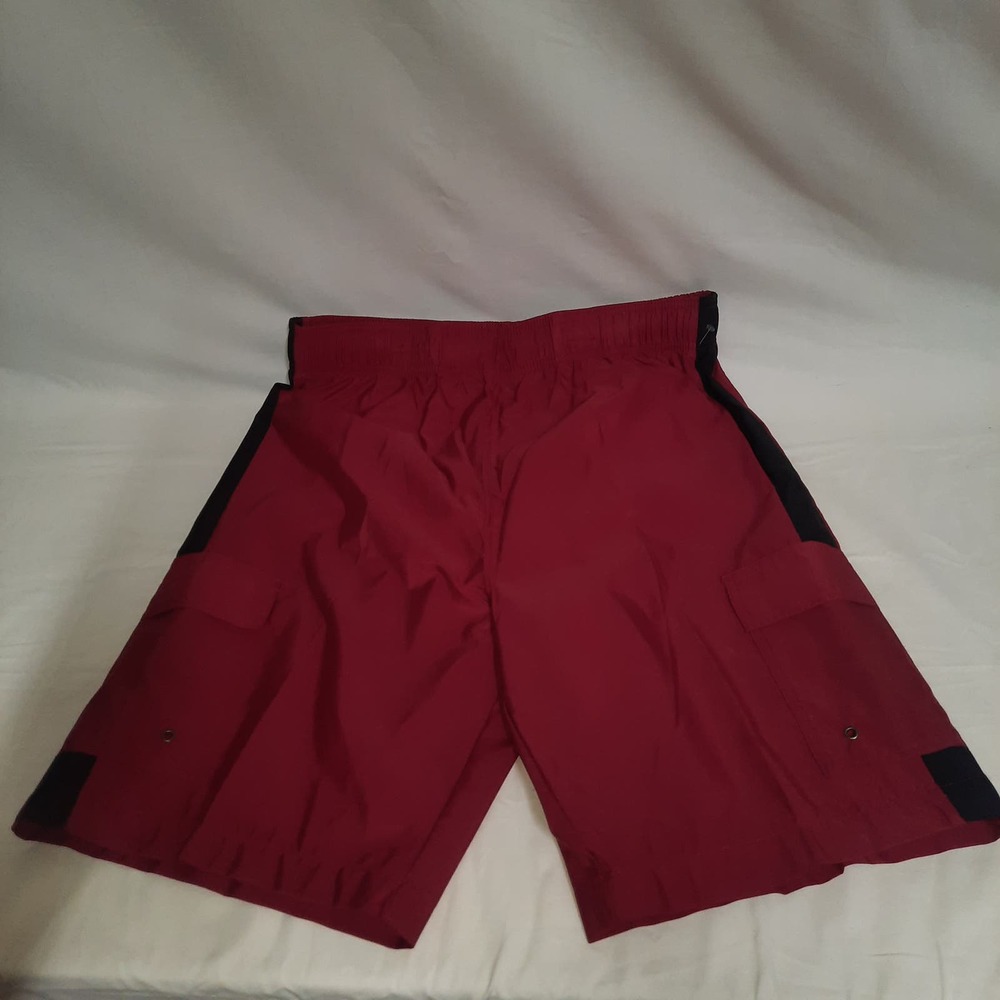 New Open Trails Men's Red Black Stripes down legs Swim Board Shorts XL